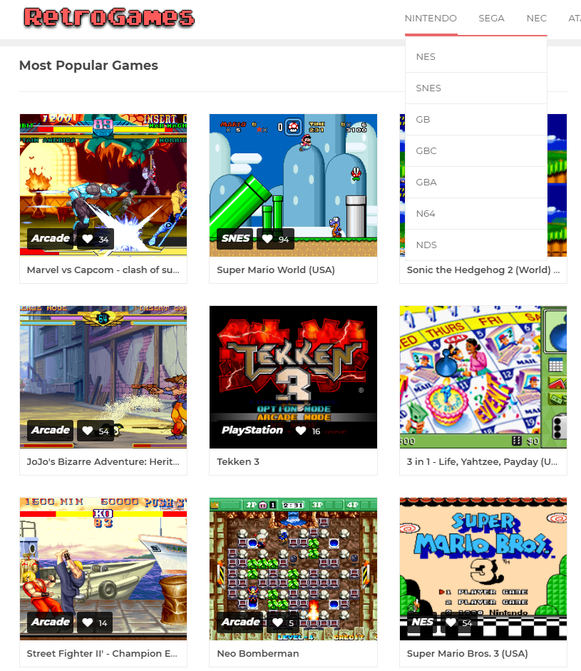 play retro arcade games online